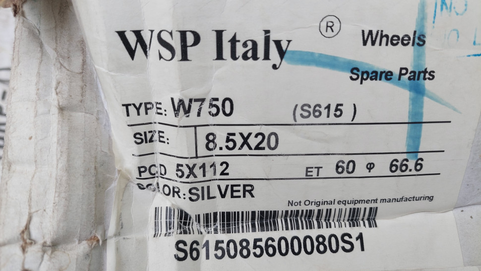 Диски R20 5x112 НОВЫЕ Диски Mercedes Audi Volkswagen BMW ET60 НОВЫЕ WSP ITALY W750 YALTA SILVER Диски