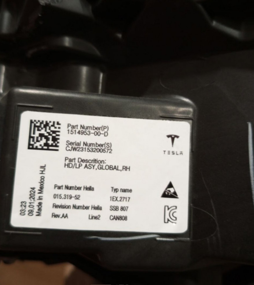 Фара правая Tesla Мodel Y линза фара Tesla Model 3 2021 2022 2023 Оригинал 1514953-00-D