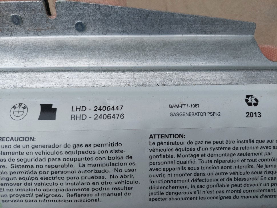 Подушка в торпеду BMW X5 E70 USA Целые Airbag БМВ Х5 Е70 Подушка