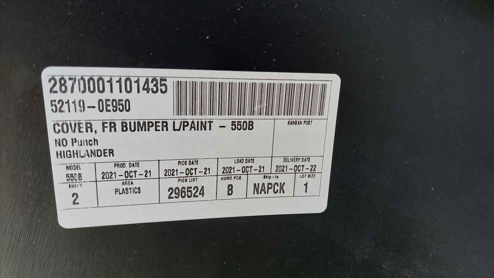 Бампер передний Toyota Highlander 2022 2021 2020 2023 Оригинал бампер Хайлендер